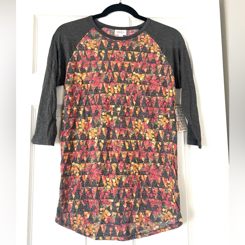 Gray and Multicolor Patterned Top